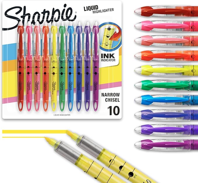 Sharpie Liquid Highlighters, Chisel Tip, Study Supplies by Unknown