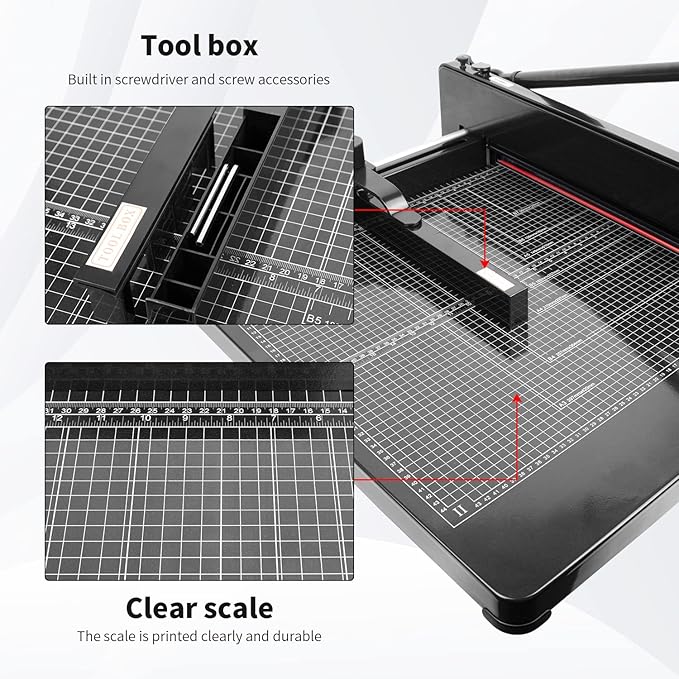 A3 Heavy Duty Paper Cutter, 17"Guillotine Paper Cutter, High-Speed Steel Blade 1.57" Stack Cutting-DeskLoop Office