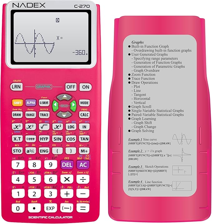Scientific Calculator with Graph Functions for College and High School Students, Engineering, Advanced Mathematics, Calculus, Algebra, Geometery, Trigonometry, Statistics, Physics, Chemistry - Pink-DeskLoop Office