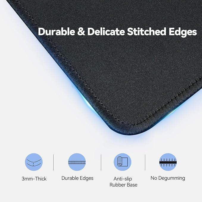 TECKNET 2 Pack Mouse Pad with Anti-fray Stitchin, Waterproof Surface & Non-Slip - Image 2