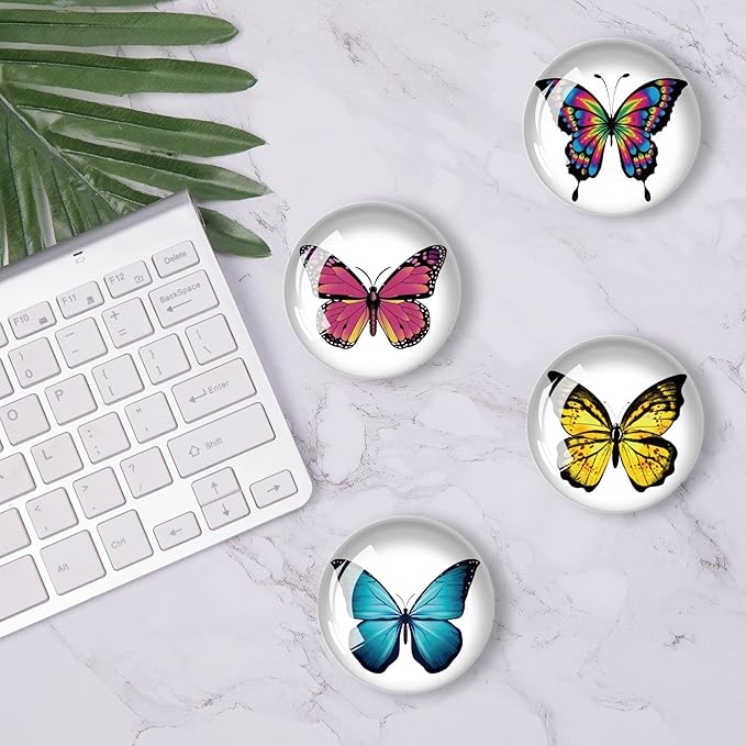 12Pcs Glass Strong Refrigerator Magnet Fridge Sticker,Butterfly Crystal Fridge Magnets Decoration for Crafts,Strong Fridge Magnets for Kitchen, School,Office Whiteboard, Cabinet and Dishwasher-DeskLoop Office