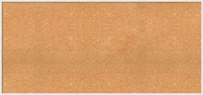 Amanti Art Natural Cork Board for Wall, 25x53 Vision Board with White Frame, Oversize Corkboard Office Decor for Home Organization, Modern Corkboard Pinboard to Display Items for Home Organization in-DeskLoop Office