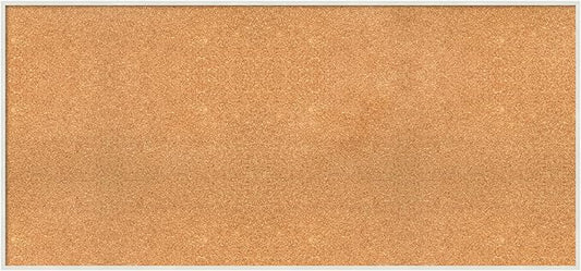 Amanti Art Natural Cork Board for Wall, 25x53 Vision Board with White Frame, Oversize Corkboard Office Decor for Home Organization, Modern Corkboard Pinboard to Display Items for Home Organization in-DeskLoop Office