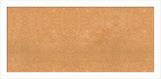 Amanti Art Natural Cork Board for Wall, 23x47 Vision Board with White Frame, Oversize Corkboard Office Decor for Home Organization, Casual Corkboard Pinboard to Display Items for Home Organization in-DeskLoop Office