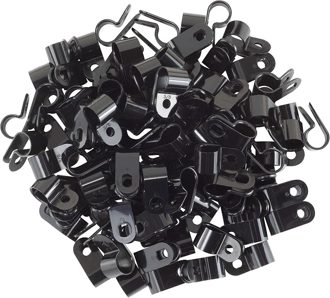 GTSE Black Nylon Plastic Cable Clamps, 3/8" Screw Mounts - Image 2