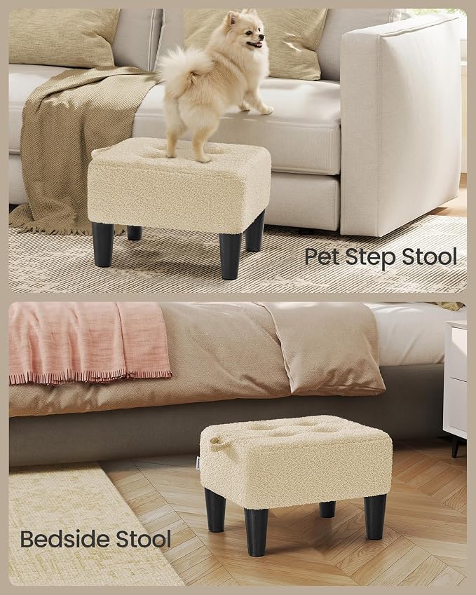 SONGMICS Foot Stool, Small Teddy Fleece Footstool Ottoman - Image 7