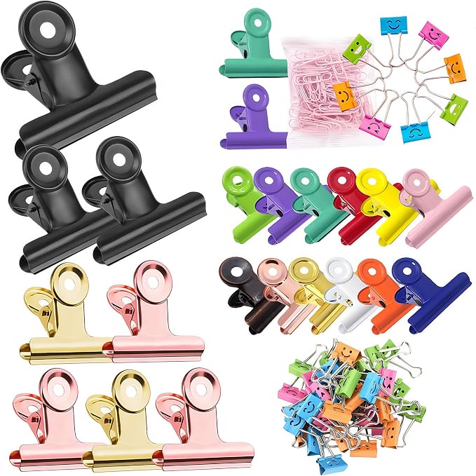 120 PCS Metal Hinge Clips Colored Spring Clip, Large Bulldog Clips 3.5+3+2+1.5 by Unknown