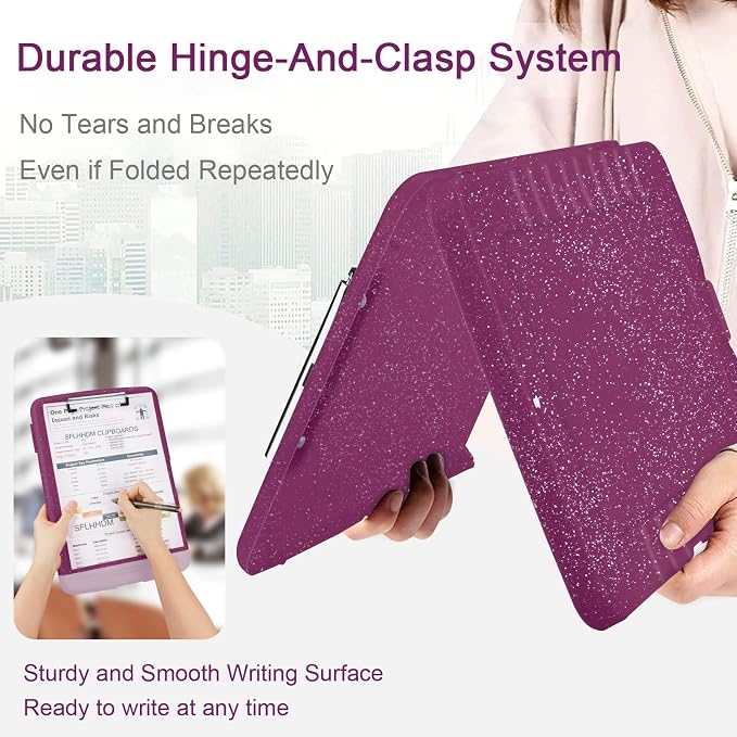 Glitter Clipboard with Storage, Storage Clipboard with Pen Holder, A4 Binder - Image 4
