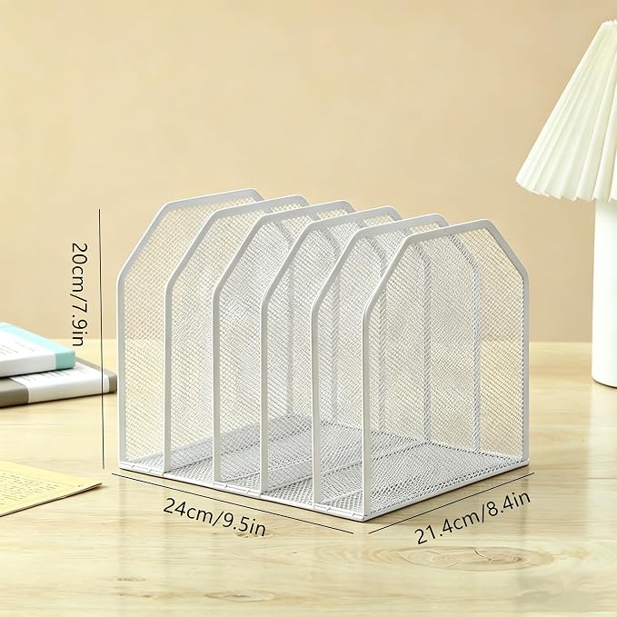 5-Section Mesh Desktop File Sorter Organizer, Adjustable File Organizer - Image 7