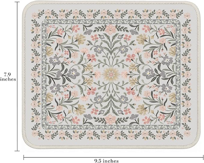 iCasso Aesthetic Small Floral Mouse Pad, Mini Portable Travel Mousepad - Image 2