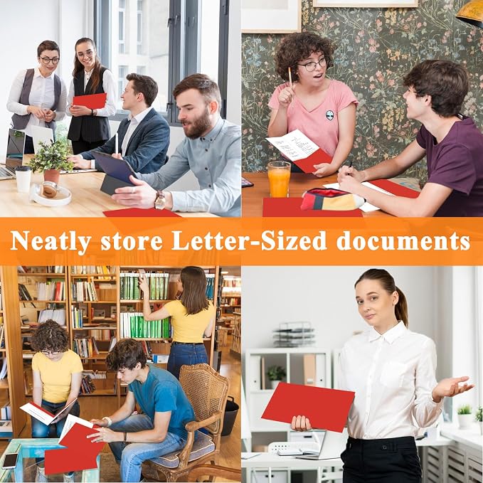 pmybupo 25pcs Red Folders with Two-Pockets Fit Letter Size Paper, Paper File - Image 5