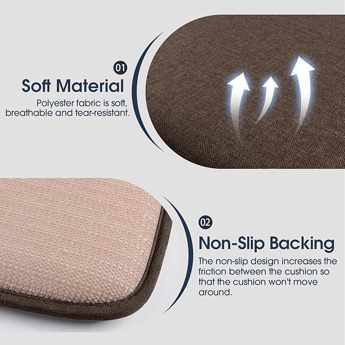 TushGuard Chair Cushions, 4 Pack Memory Foam Chair Pads, Thin Seat Cushion - Image 2