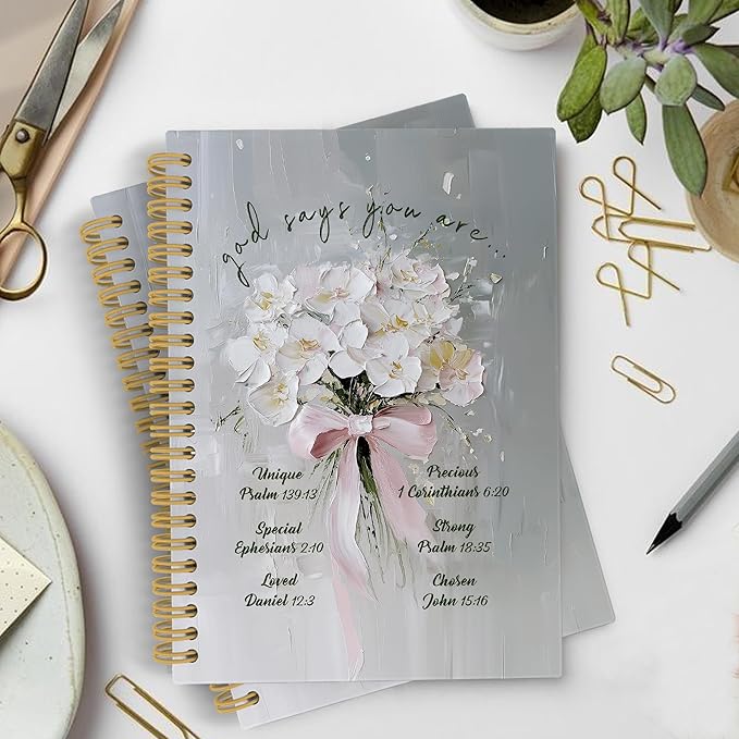 Christian Floral Spiral Notebook Journal, Vintage Hydrangea Flower Bible Notebooks for Note Taking, Christian Gifts for Women, Bible Journaling Hardcover Spiral Journal 5.5x8.3 Inches Writing Pads-DeskLoop Office