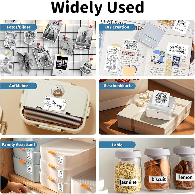 iDPRT Sticker Printer - Mini Portable Printer Bluetooth Thermal Label Printer with 1 Roll Sticker Paper, Inkless Sticker Maker Machine Pocket Instant Print for Study Notes, Pictures, DIY, Label-DeskLoop Office