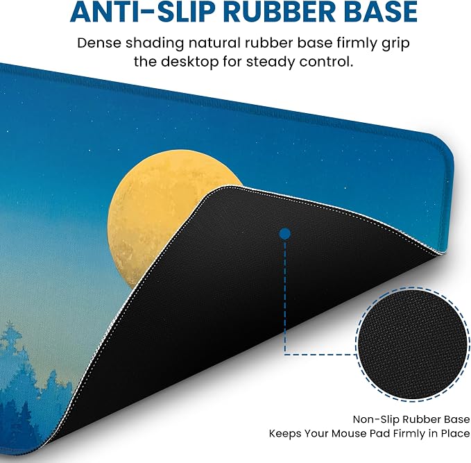 Aesthetic Desk Mat, Cute Moon Birch Desk Pad Protector - Image 3