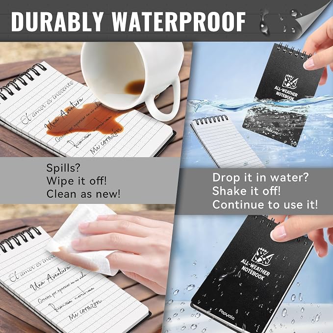 POPYOLA 6 Pack Waterproof Notebook, Weatherproof Pocket Notebook - Image 3