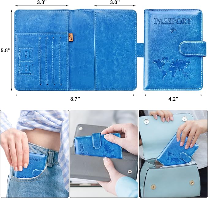 Eoehro Passport Holder for Travel Essentials, Passport Wallet Cover Case for - Image 2