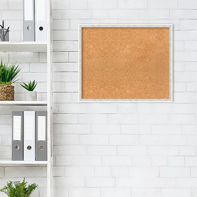 Amanti Art Natural Cork Board for Wall, 19x23 Vision Board with White Frame, Medium Corkboard Office Decor for Home Organization, Modern Corkboard Pinboard to Display Items for Home Organization in-DeskLoop Office