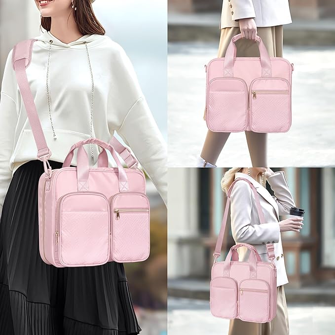 3 Ring Zipper Binder, 2 Inch Ring Binder Organizer Bag with Shoulder Strap Fits 13 Inch Laptop and 500 Sheets, Pink (Empty Bag Only)-DeskLoop Office