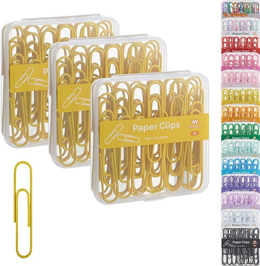NEEWAY Colorful Large Paper Clips, 2 Inch Jumbo Paper Clips, 3 Pack of 50 by NEEWAY