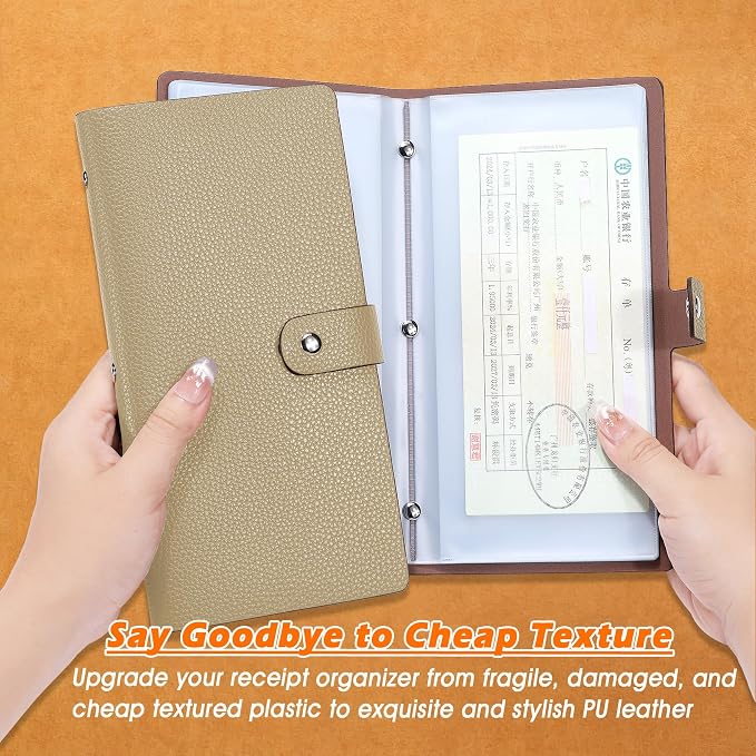 Leather Coupon & Receipt Organizer, Portable Receipt Holder - Image 3