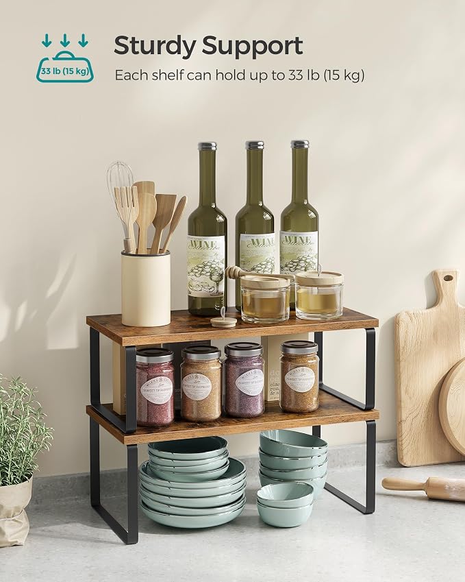 SONGMICS Cabinet Organizer Shelf, Kitchen Storage, Spice Rack, Expandable - Image 4