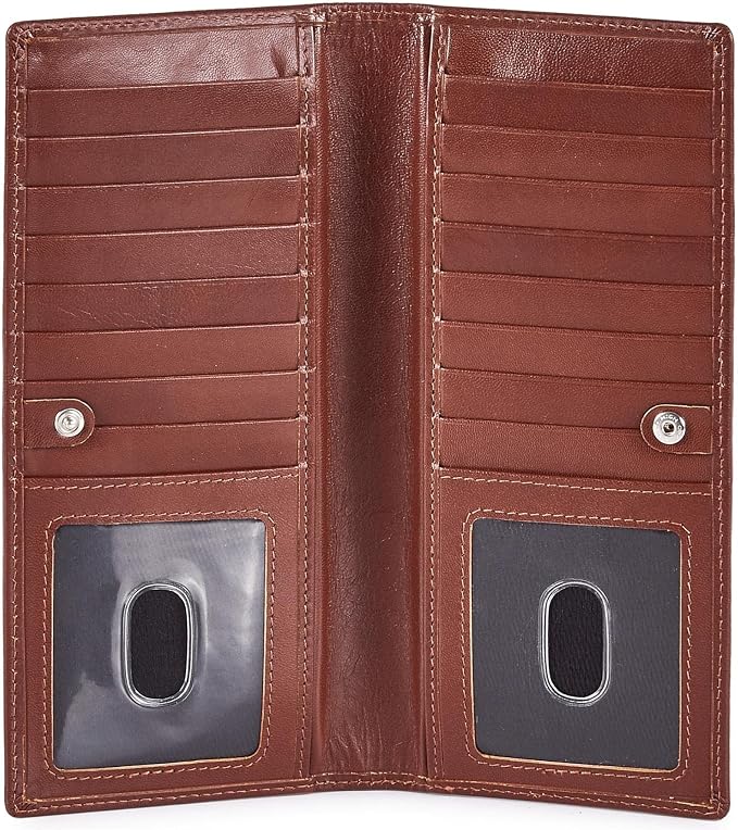 Long Wallet for Men Women Real Leather Bifold RFID Stylish Slim Handmade 2 ID by WiseOwlAccessories