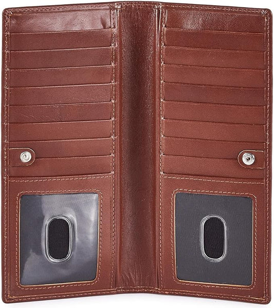 Long Wallet for Men Women Real Leather Bifold RFID Stylish Slim Handmade 2 ID by WiseOwlAccessories