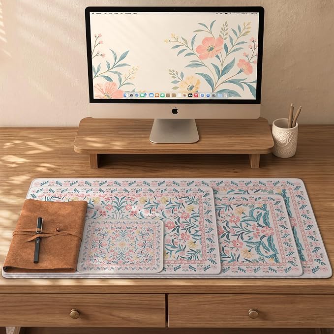 iCasso Pink Aesthetic Flower Mouse pad - Image 2