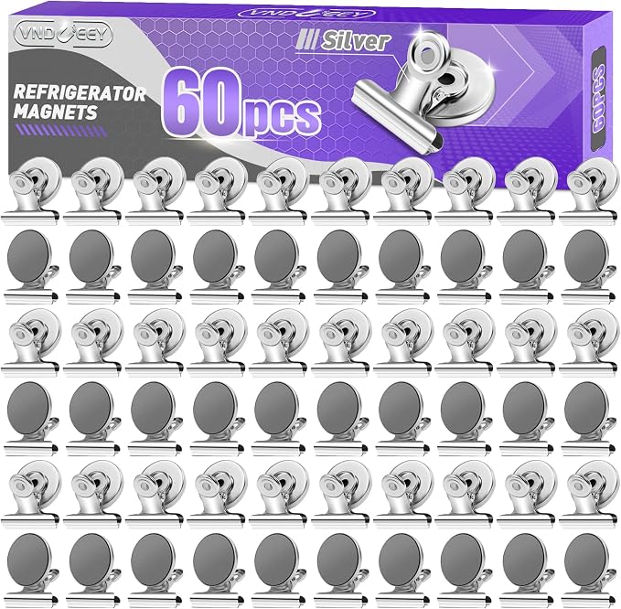VNDUEEY Magnetic Clips, 60 Pack Fridge Magnets, Magnet Clips Heavy Duty by VNDUEEY