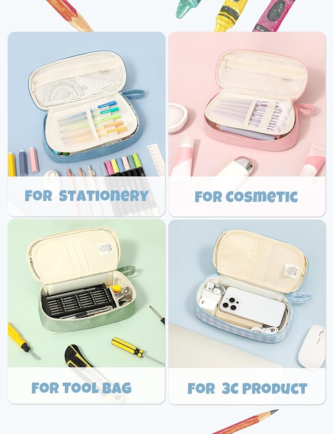 SUNEE Cute Pencil Case, Large Pencil Pouch, Aesthetic Big Pencil Bag - Image 6