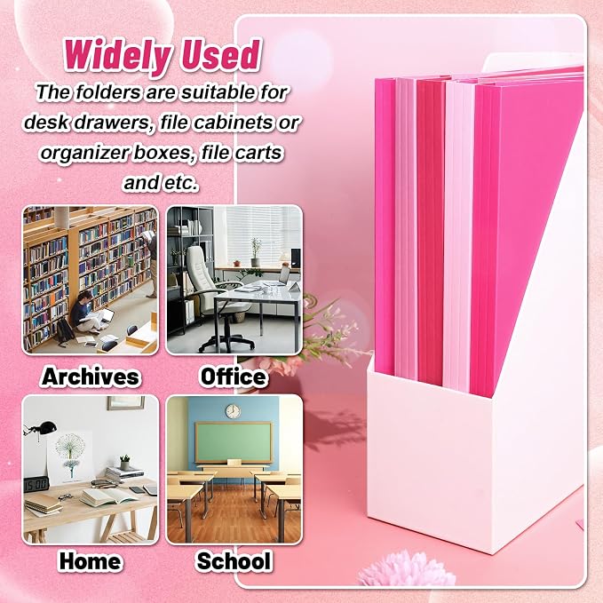Whaline 24 Pack Hot Pink File Folders Letter Size 6 Colors Gradient Pink File - Image 4