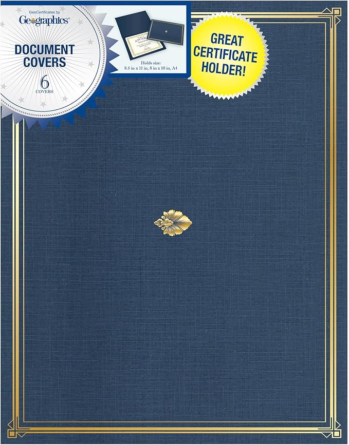 Geographics Classic Linen Certificate/Document Covers, 12.5” x 9.75” by Geographics
