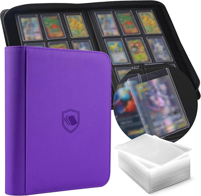 Toploader Binder, Holds 360 Toploaders, 100 Toploaders INCLUDED, 9-Pocket PU by Pemocyny