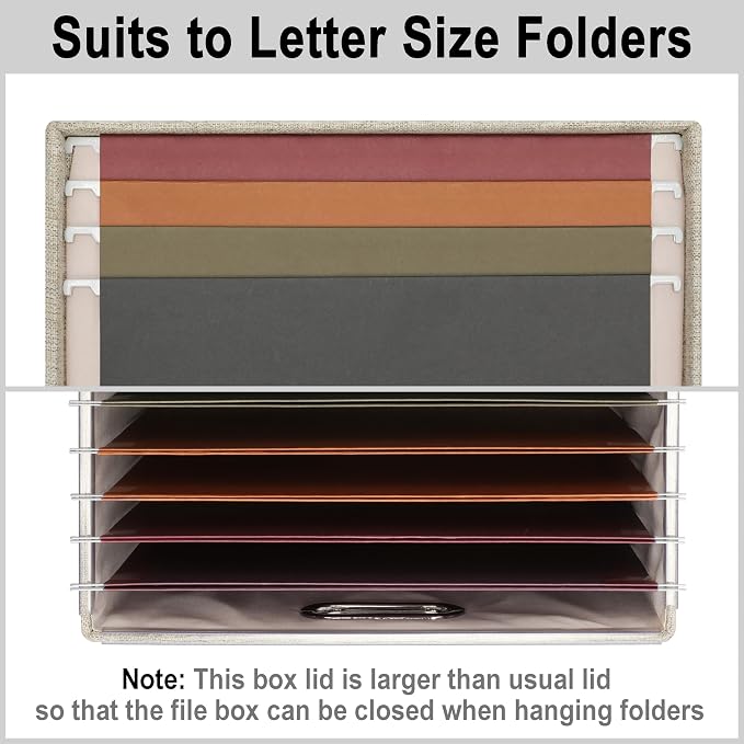 4-Pack Modern Minimalist Beige Collapsible Linen File Folder Box Office - Image 3
