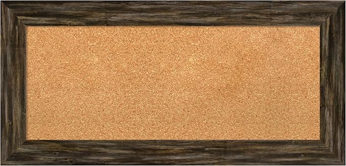 Amanti Art Natural Cork Board for Wall, 17x35 Vision Board with Brown Wood Frame, Medium Corkboard Office Decor for Home Organization, Country Rustic Corkboard Pinboard to Display Items for Home-DeskLoop Office