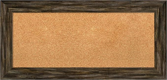 Amanti Art Natural Cork Board for Wall, 17x35 Vision Board with Brown Wood Frame, Medium Corkboard Office Decor for Home Organization, Country Rustic Corkboard Pinboard to Display Items for Home-DeskLoop Office