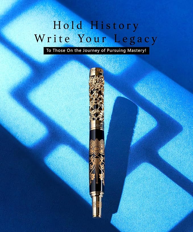 Luxury Fountain Pen Set With Stand - Museum Art Collections - Crafting Timeless Beauty - the Best Gift & Office Desk Decor, German SCHMIDT Fine Nib, Solid Metal & Marble Texture-DeskLoop Office