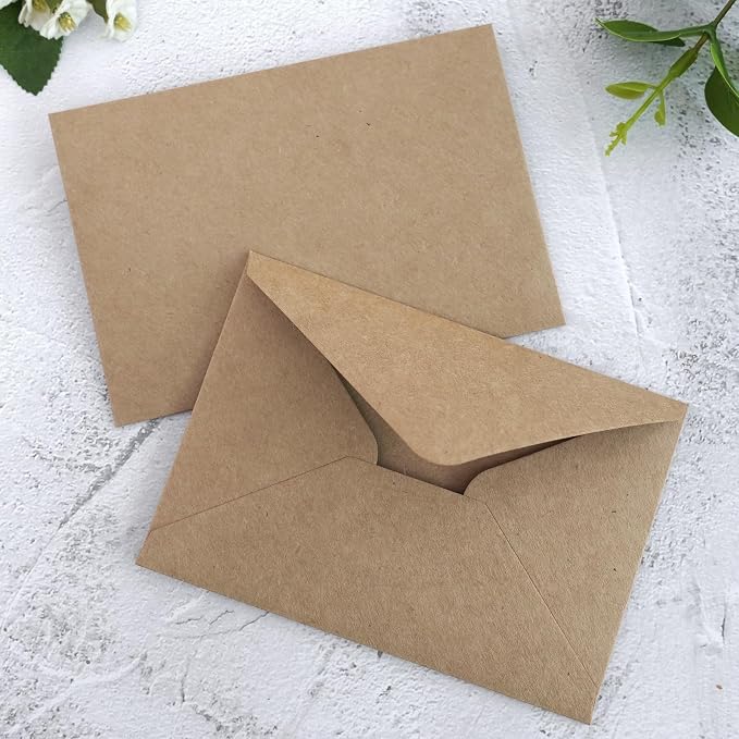 PONATIA 50 Pack A1 Envelopes, 3.62 x 5.2'' Brown Envelopes Perfect - Image 4