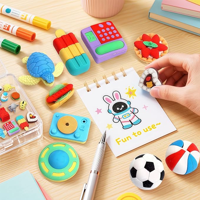 URSKYTOUS 121Pcs Animal Erasers Desk Pets - Image 7