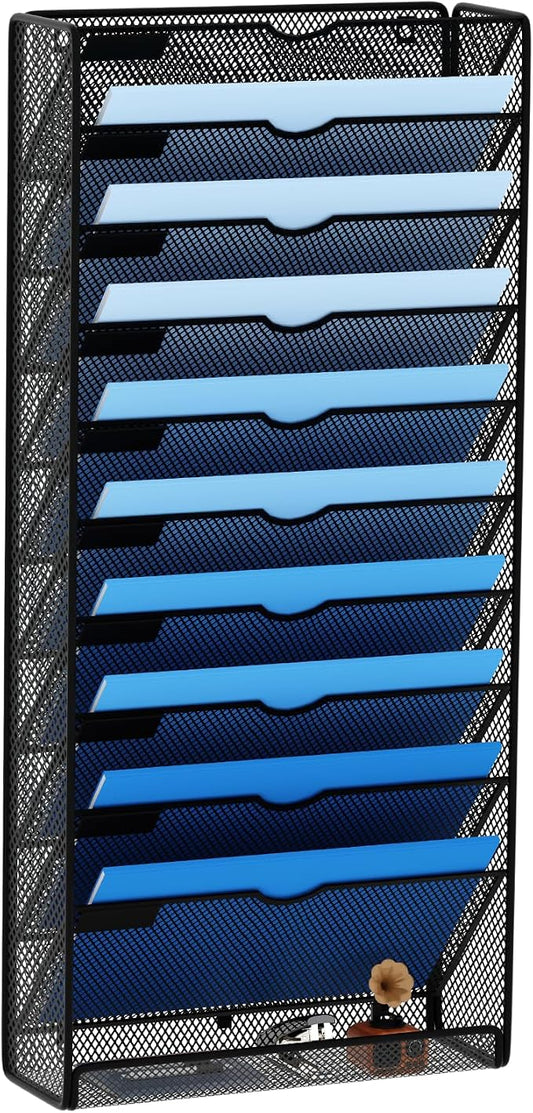 GDINDINFAN Hanging Wall File Organizer 10 Tier Wall Mounted File Holder by GDINDINFAN