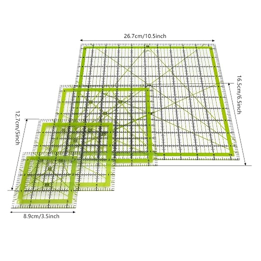 Quilting Rulers, Sewing Ruler, 4 Piece Acrylic Square Quilting Templates - Image 2