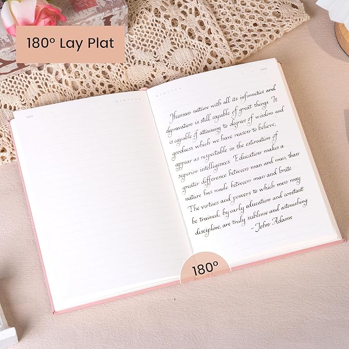 CAGIE Lined Journal Notebook for Women Girls, A5 Hardcover Linen Journals For Writing 256 Pages, Aesthetic Womens Diary, Gifts 8.3'' x 5.7'' Pink-DeskLoop Office