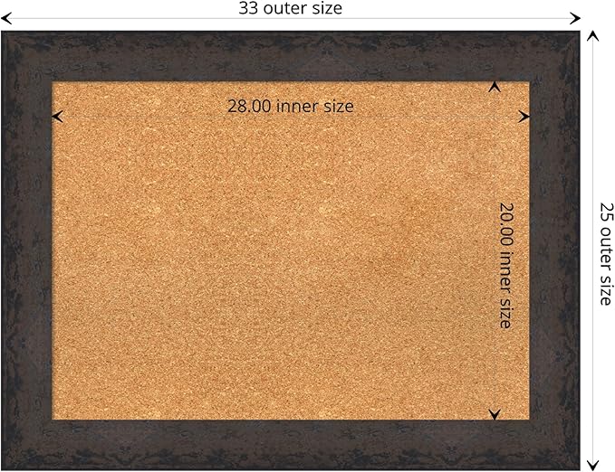 Amanti Art Natural Cork Board for Wall, 25x33 Vision Board with Black Wood Frame, Medium Corkboard Office Decor for Home Organization, Modern Contemporary Corkboard Pinboard to display items for home-DeskLoop Office