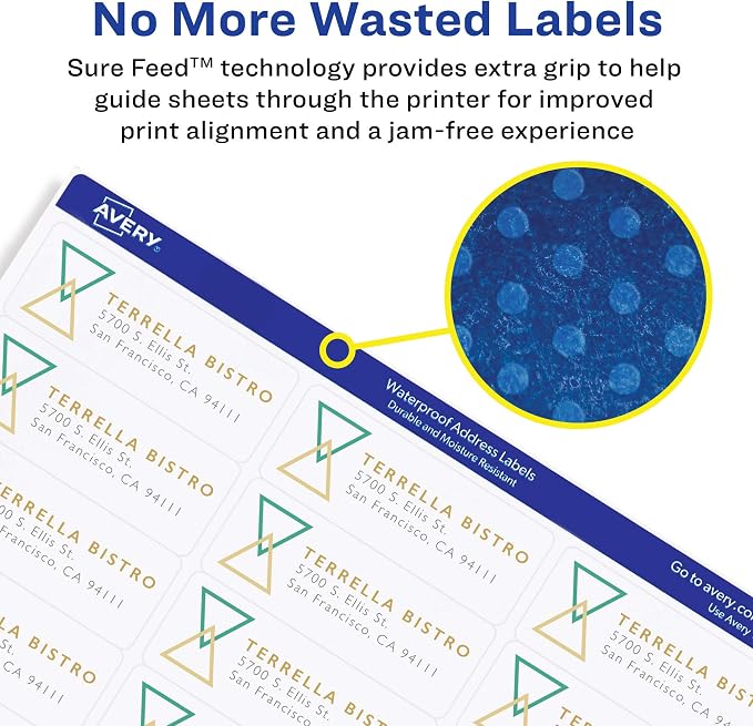 Avery Printable TrueBlock Shipping Labels, 3.5" x 5", Sure Feed, 2 Pack - Image 3