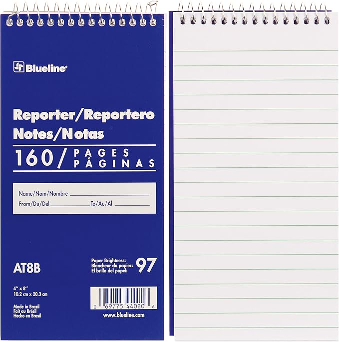 Blueline Reporter Notebook/Note Pad, 4 x 8 inches, 160 Pages / 80 Sheets - Image 2