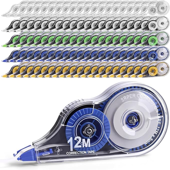 AmazingSpark 100 Pcs White Correction Tape Bulk, 39.4 Ft, Tear-resistant Easy - Image 9