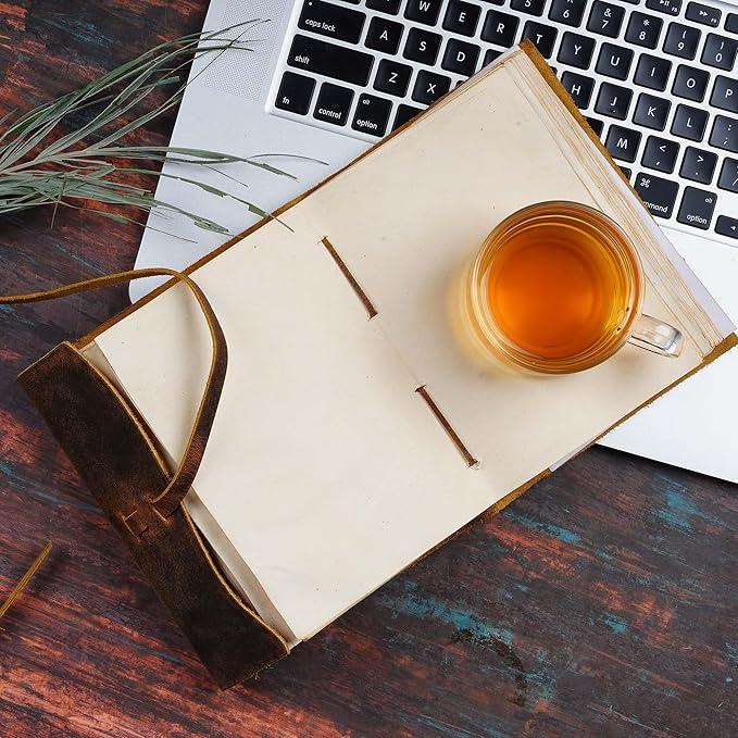 LEATHER VILLAGE Leather Bound Journal - Black, 7"X5", 220 Pages - Vintage Blank Paper Diary for Writing, Drawing, Sketchbook, and Travel Notebook - Ideal for Women and Men-DeskLoop Office