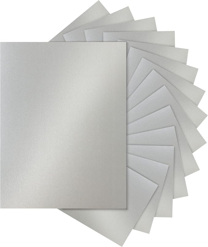 Silunkia 120 Sheets Shimmer Silver Cardstock 8.5 x 11 Craft Paper, 250gsm/92lb by Silunkia