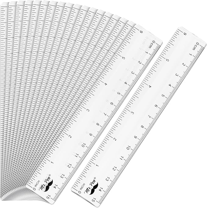 Mr. Pen- Bulk Plastic Rulers, 6 Inch, 18 Pack, Easy-to-Read Markings | by MrPen